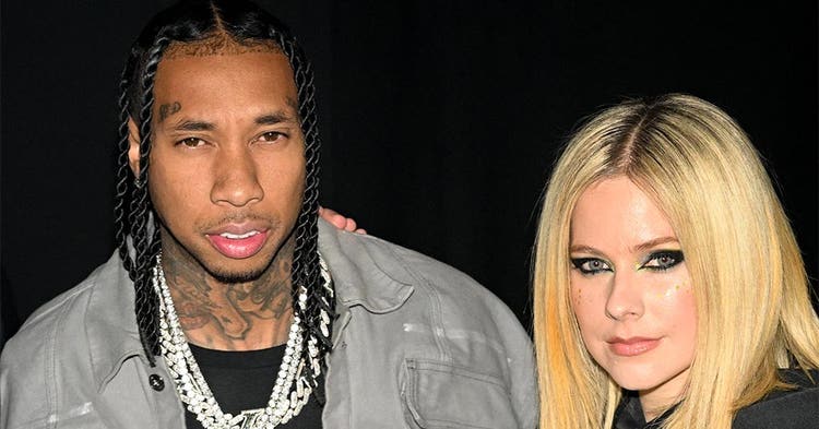 Tyga and Avril Lavigne attend the Mugler x Hunter Schafer party as part of Paris Fashion Week